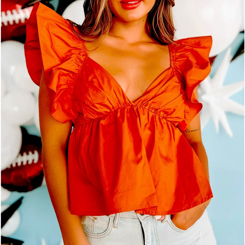 Love Okie Chantell Babydoll Top - Sunkist Size Small